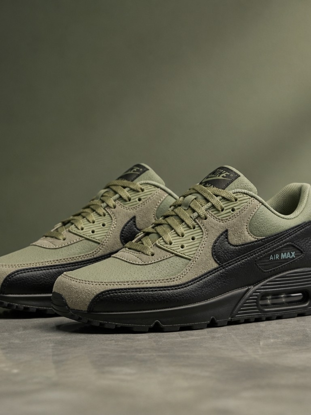 Nike Air Max Olive and Black Low-Top Sneakers